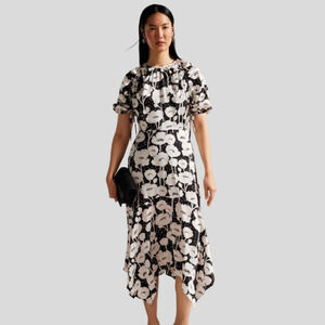 Ted Baker Black Abriee Puff Sleeve Midi Dress